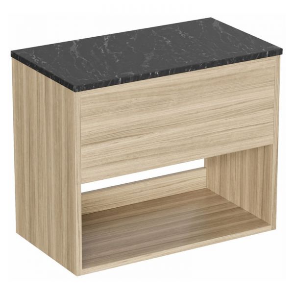 Britton Hackney 700mm Cherry Wall Hung Vanity Unit with Marquina Worktop