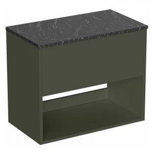 Britton Hackney 700mm Green Wall Hung Vanity Unit with Marquina Worktop