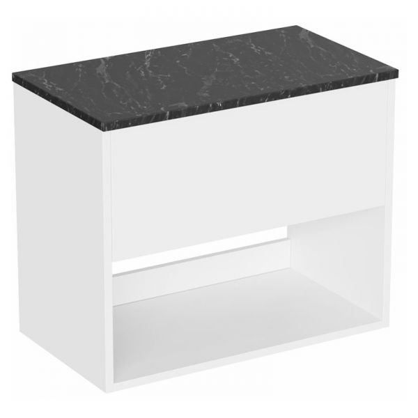 Britton Hackney 700mm White Wall Hung Vanity Unit with Marquina Worktop
