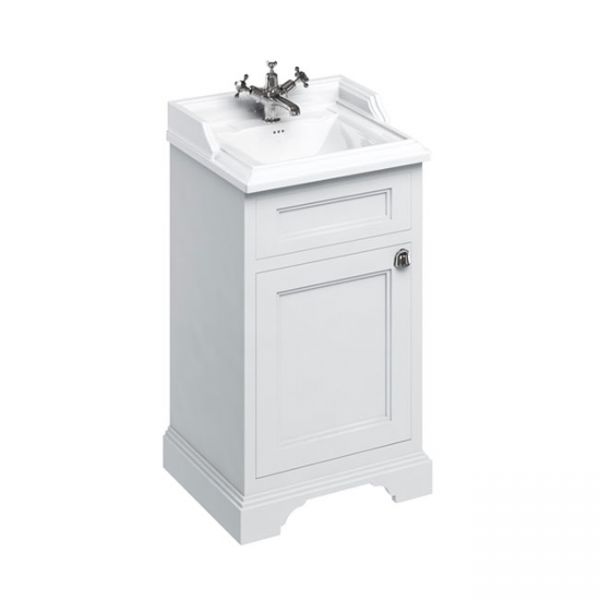 Burlington Classic 510 Matt White Freestanding Cloakroom Square Vanity Unit and Basin