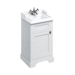 Burlington Classic 510 Matt White Freestanding Cloakroom Square Vanity Unit and Basin