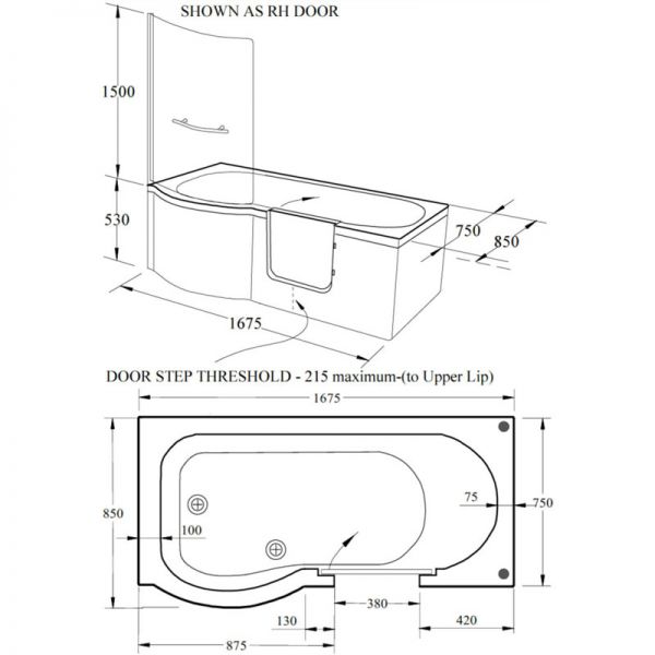 Mantaleda Carnelian 1700 Walk In Shower Bath #6