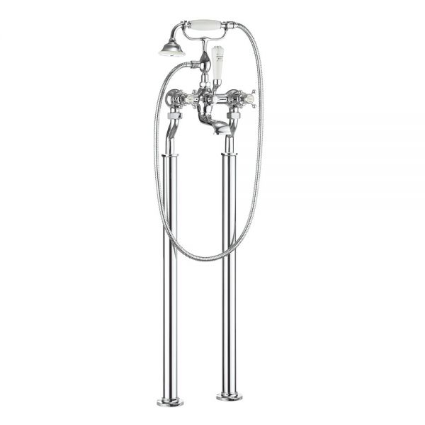 Crosswater Belgravia Crosshead Bath Shower Mixer Tap With Kit Floor Standing Legs BL422DC BL002FC