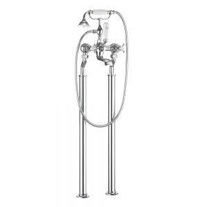 Crosswater Belgravia Crosshead Bath Shower Mixer Tap With Kit Floor Standing Legs BL422DC BL002FC