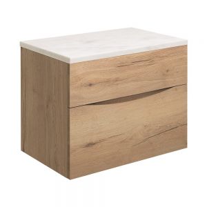 Crosswater Glide II 70 Two Drawer Windsor Oak Vanity Unit PLUS Carrara Marble Worktop GL7000DWO+ GL7000TMC