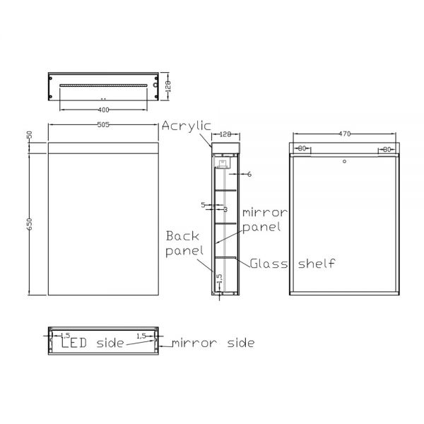 Crosswater Image 500 x 750 LED Illuminated Single Door Bathroom Cabinet #6