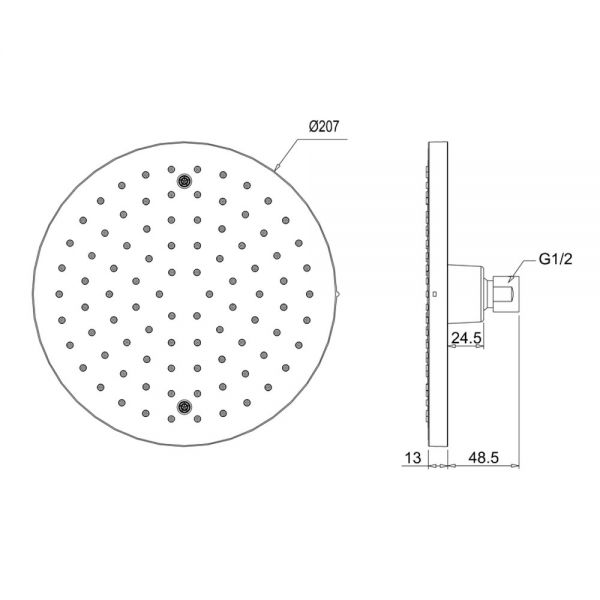 Crosswater Fusion 200mm Round Fixed Shower Head with Ceiling Arm MBFUAF20