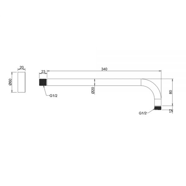 Crosswater Fusion 250mm Round Fixed Shower Head with Wall Mounted Arm #3