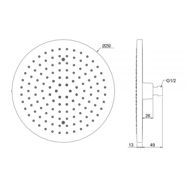Crosswater Fusion 250mm Round Fixed Shower Head with Wall Mounted Arm #2