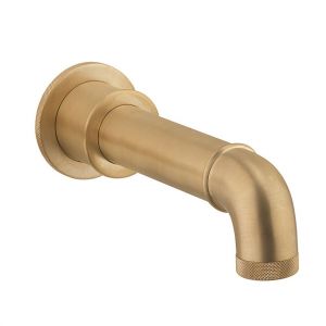 Crosswater MPRO Industrial Unlacquered Brushed Brass Wall Mounted Bath Spout