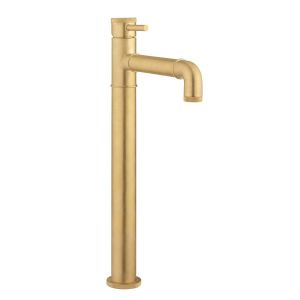 Crosswater MPRO Industrial Unlacquered Brushed Brass Tall Monobloc Basin Mixer Tap