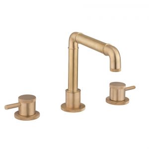 Crosswater MPRO Industrial Unlacquered Brushed Brass 3 Hole Deck Mounted Basin Mixer Tap