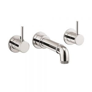 Crosswater MPRO Industrial Chrome Wall Stop Taps with Bath Spout