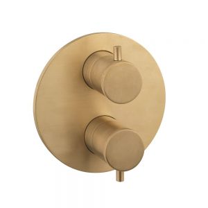 Crosswater MPRO Industrial Crossbox Unlaquered Brushed Brass Single Outlet Thermostatic Shower Valve