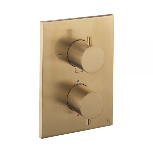 Crosswater MPRO Crossbox Brushed Brass Three Outlet Thermostatic Shower Valve