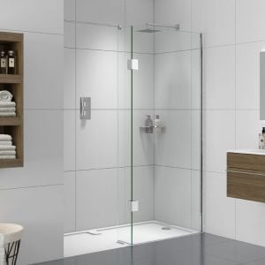 Aqata Design Solutions Matt Black DS420 1400 x 900 Walk In Recess Wetroom Shower Enclosure