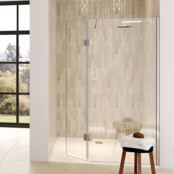 Aqata Design Solutions DS446 1400 Walk In Shower Panel with Hinged 450 Deflector Panel