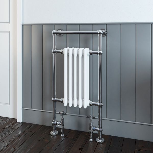 Eastbrook Avon 960 x 500 Chrome and White Traditional Towel Radiator
