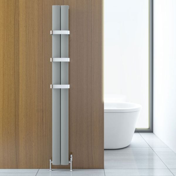 Eastbrook Malmesbury 1800 x 375 Vertical Matt Grey Designer Aluminium Radiator #4