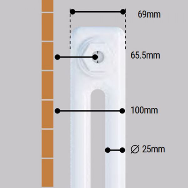 Eastbrook Rivassa 1800 x 473 Chrome Effect 2 Column Vertical Radiator #2