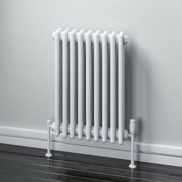 Eastbrook Rivassa 600 x 833 Gloss White 2 Column Horizontal Radiator