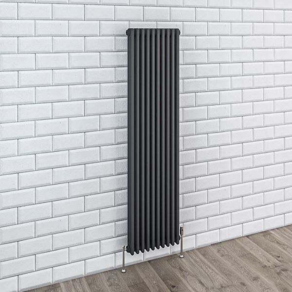 Eastbrook Rivassa 1800 x 383 Matt Anthracite 3 Column Vertical Radiator