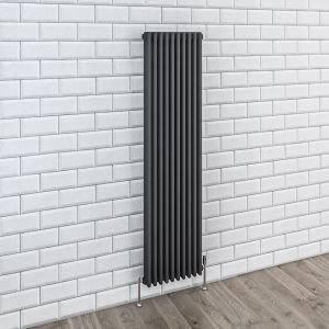 Eastbrook Rivassa 1800 x 383 Matt Anthracite 2 Column Vertical Radiator