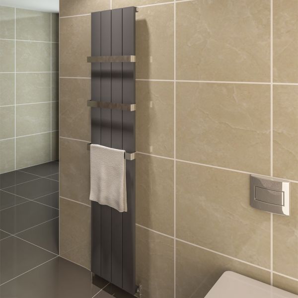 Eastbrook Rosano 600 x 280 Vertical Matt Anthracite Designer Radiator #2
