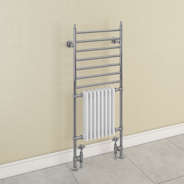 Eastbrook Thames 1444 x 630 Chrome and White Traditional Towel Radiator