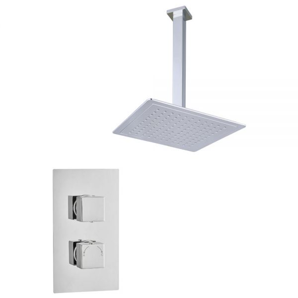 Hartland Square Thermostatic Single Outlet Ceiling Mounted Shower Kit