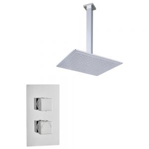Hartland Square Thermostatic Single Outlet Ceiling Mounted Shower Kit
