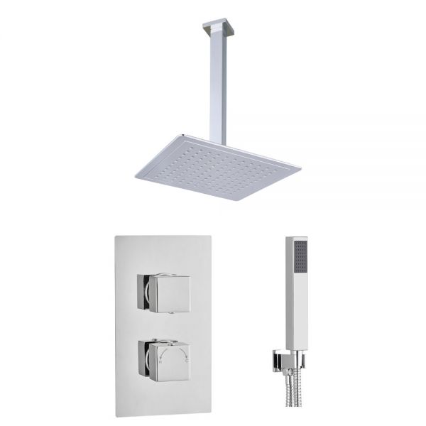 Hartland Square Thermostatic Dual Outlet Ceiling Mounted Shower Kit