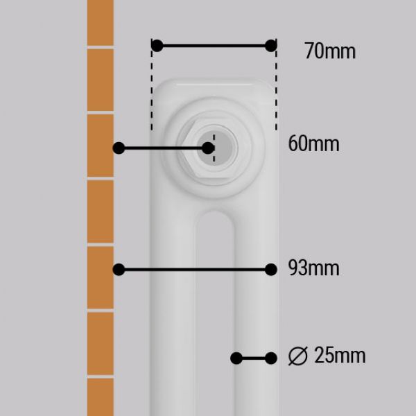 Eastbrook Imperia 600 x 425 Gloss White 2 Column Radiator #5