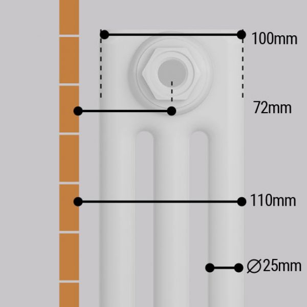 Eastbrook Imperia 600 x 1460 Matt Anthracite 3 Column Radiator #5