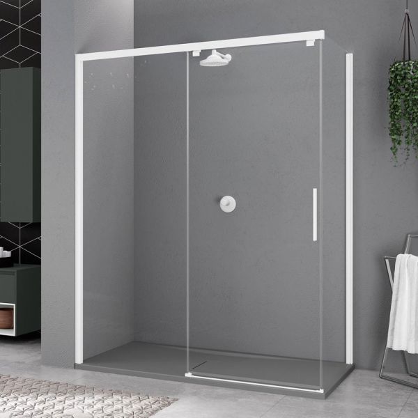 Novellini Kuadra 2 PH+FH 1300 Left Hand Chrome Sliding Shower Door