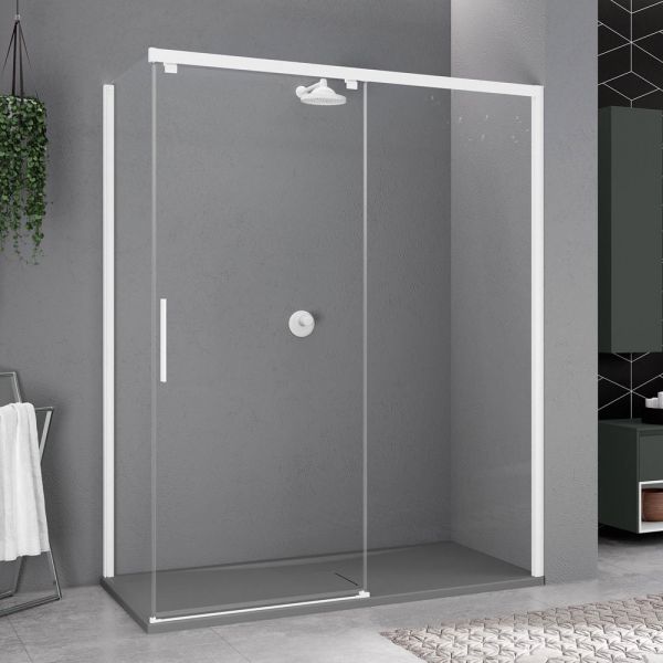 Novellini Kuadra 2 PH+FH 1400 Right Hand Chrome Sliding Shower Door