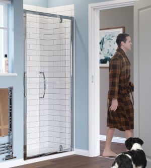 Lakes Classic Semi Frameless Pivot Shower Door 1000mm