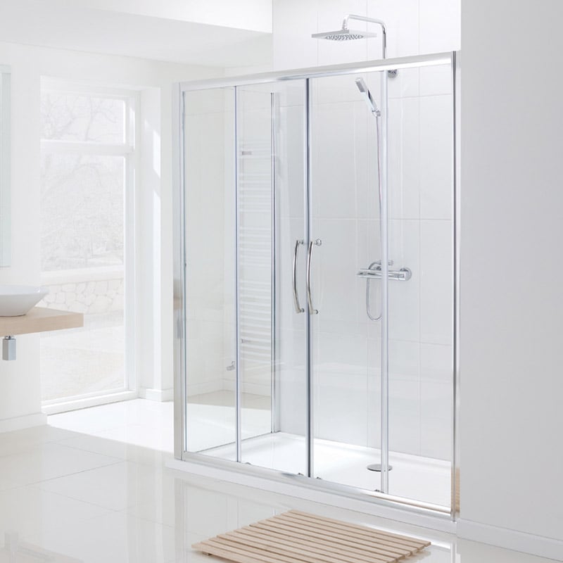 Lakes Classic Semi Frameless Double, Dual Sliding Glass Shower Doors