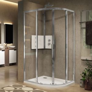 Novellini Lunes 2.0 R Chrome 1000 x 800 Double Door Offset Quadrant Shower Enclosure