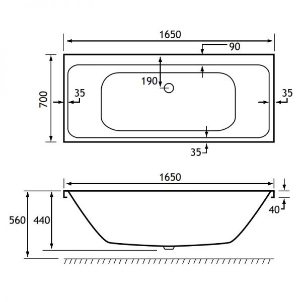 Eastbrook Malin 1650 x 700 Double Ended Bath #2
