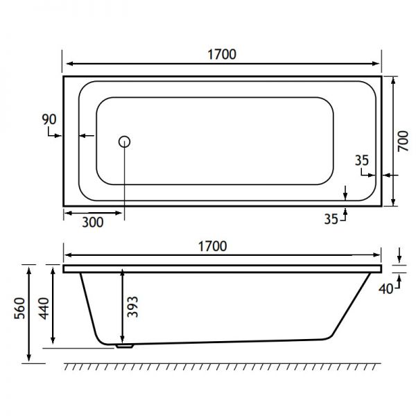 Eastbrook Beauforte Reinforced Malin 1700 x 700 Single Ended Bath #2