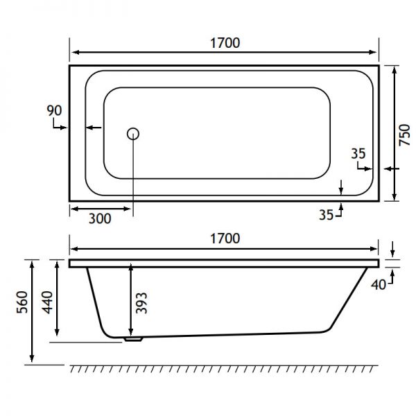 Eastbrook Malin 1700 x 750 Single Ended Bath #2