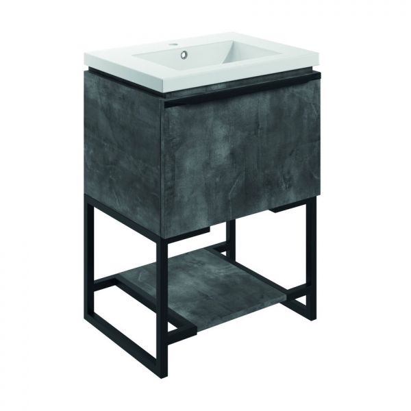 Bathrooms to Love Framework 600 Grey Metal Floor Standing Vanity Unit and Basin