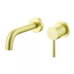 Bathrooms To Love Pesca Brushed Brass 2 Hole Wall Mounted Basin Mixer Tap