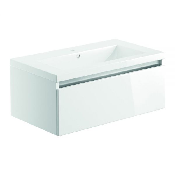 Moods Chelston 800 White Gloss Wall Hung Vanity Unit and Basin