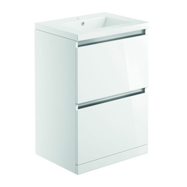 Moods Chelston 600 White Gloss Floor Standing Vanity Unit and Basin