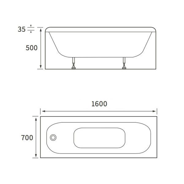 Moods Belvedere 1600 x 700 Single Ended Steel Bath #2