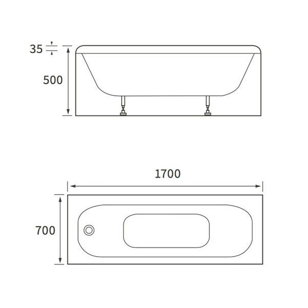 Moods Belvedere 1700 x 700 Single Ended Steel Bath #2