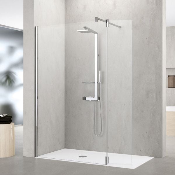 Novellini Kuadra H+HFA 800 Wetroom Shower Panel and Hinged Deflector Panel