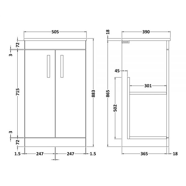 Nuie Athena Gloss White Floor Standing 500mm Cabinet and Worktop ATH006W #2